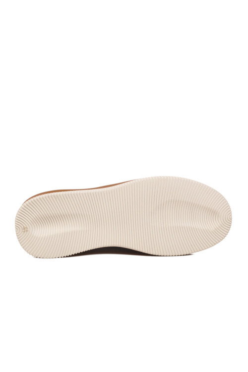 Beyaz-Taba Hakiki Deri Erkek Casual Sneaker Memory Taban Premium Casual Ayakkabı M030 M