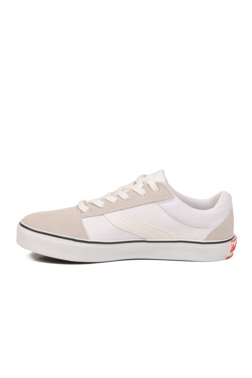 Beyaz Dar Kalıp Nefes Alan Bağcıklı Keten Erkek Spor Ayakkabı Sneaker 1002 G