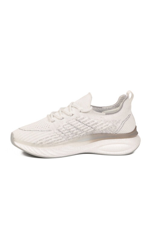 Beyaz Geniş Kalıp Anorak Hafızalı Rahat Tabanlı Kadın Yürüyüş ve Spor Ayakkabı Sneaker B264 Z