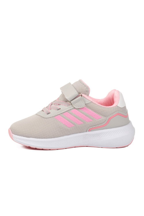 Buz-Pembe Cırtlı Fileli Hafif Kız Çocuk Spor Ayakkabı 755 F