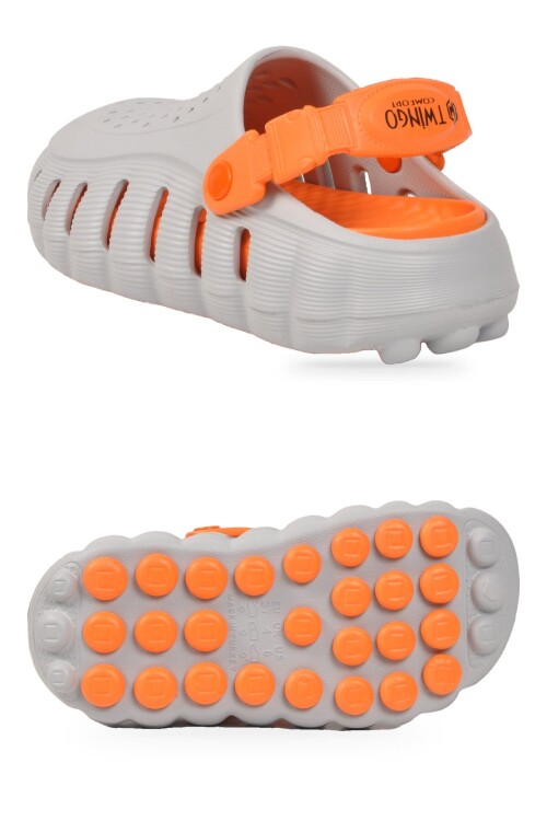 Buz-Turuncu Eva Hafif Rahat Yumuşak Taban Unisex Sabo Terlik Havuz Bahçe Terliği 2504