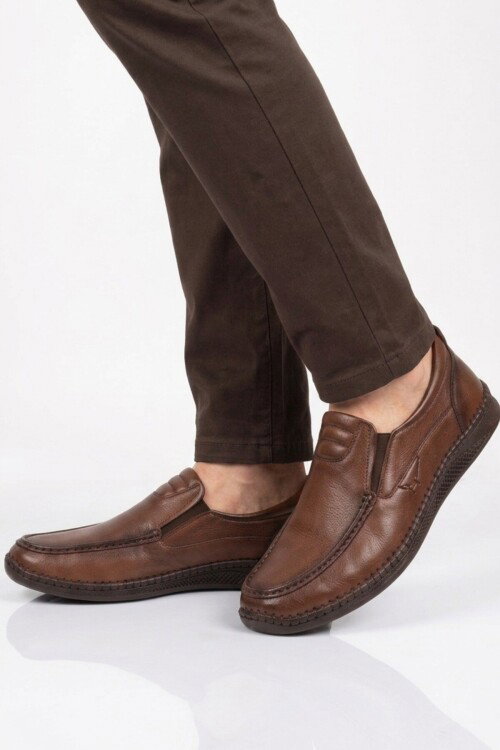 Erkek Ceviz Hakiki Deri Hafızalı Rahat Taban Şık Smart Casual Ayakkabı Loafer M741 M