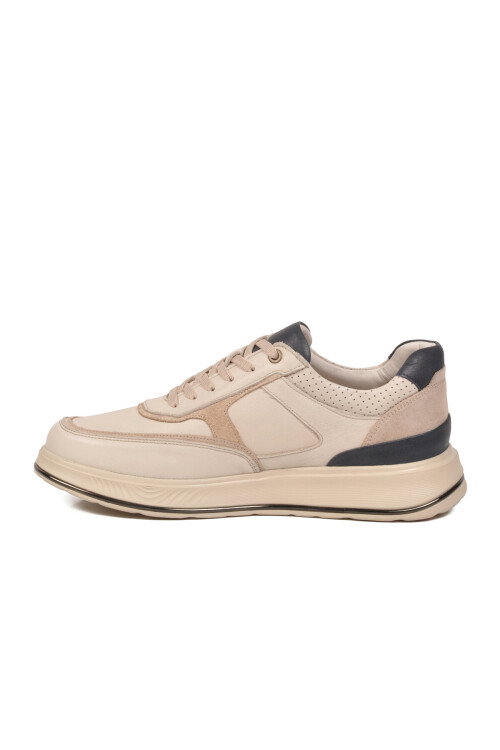 Ekru Hakiki Deri Erkek Sneaker Konforlu Hafızalı Taban Casual Ayakkabı M692 M