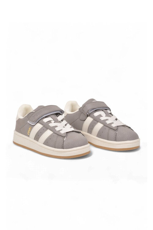 Füme Cırt Bantlı Unisex Çocuk Yürüyüş ve Spor Ayakkabı Sneaker Coop F