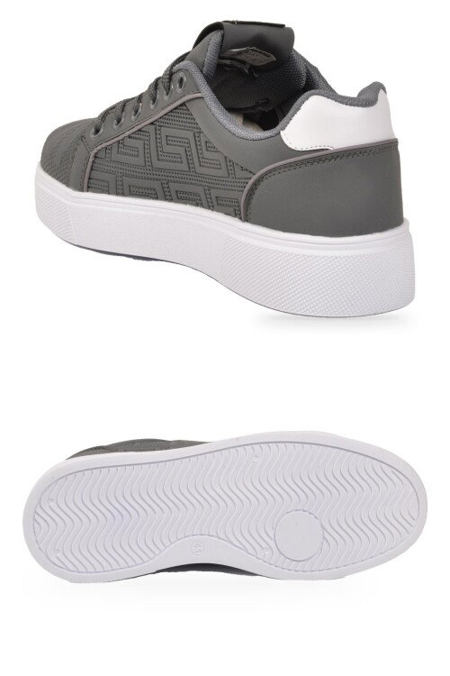 Füme Bağcıklı Kalın Tabanlı Rahat Şık Unisex Casual Yürüyüş ve Spor Ayakkabı Sneaker 26201 G