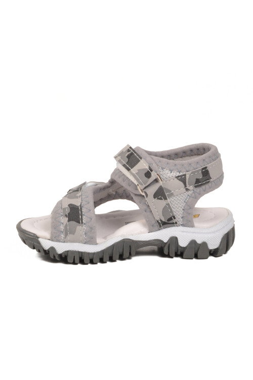 Gri-Kamuflaj Polyester Karışımlı Çocuk Sandalet 25T104 B