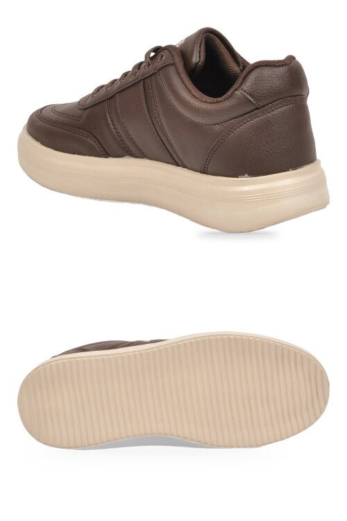 Kahve Bağcıklı Hafif Esnek Rahat Erkek Spor Ayakkabı Sneaker 125 Cilt