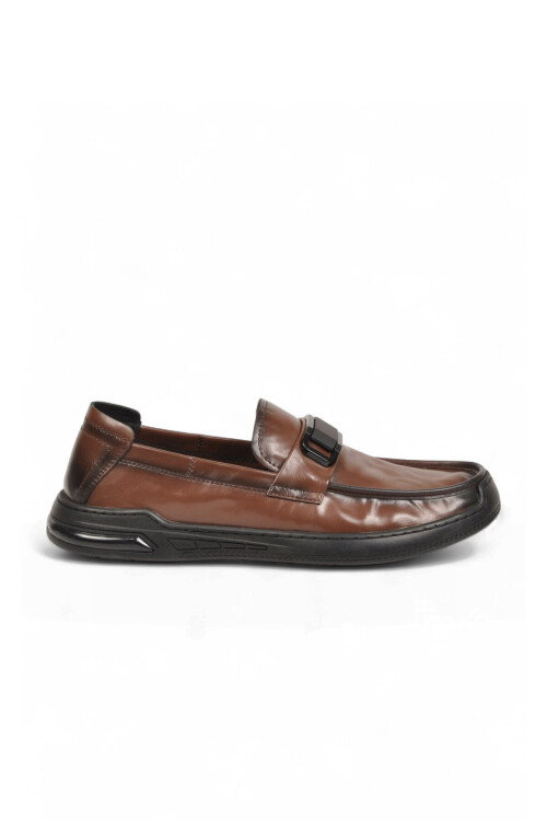 Kahve Hakiki Deri Hafif Esnek Rahat Şık Erkek Casual Ayakkabı Loafer 26K590-2 