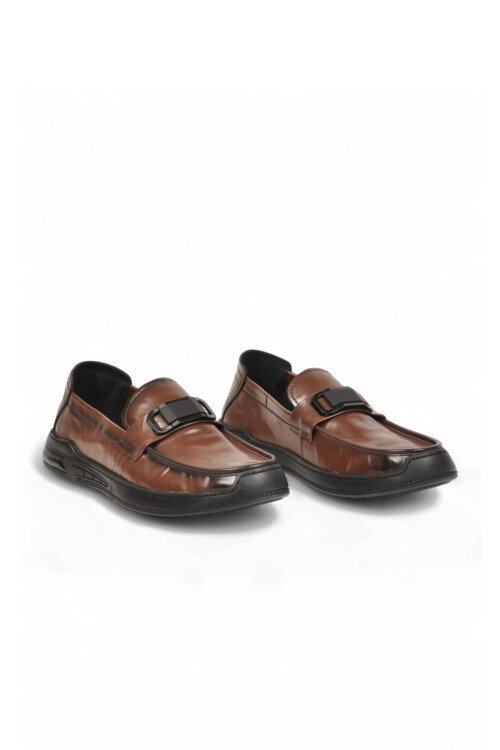 Kahve Hakiki Deri Hafif Esnek Rahat Şık Erkek Casual Ayakkabı Loafer 26K590-2 