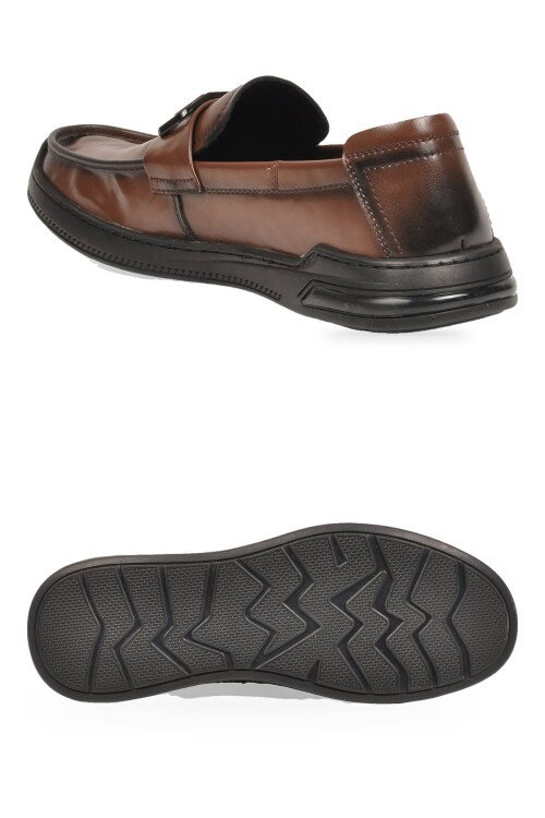 Kahve Hakiki Deri Hafif Esnek Rahat Şık Erkek Casual Ayakkabı Loafer 26K590-2 