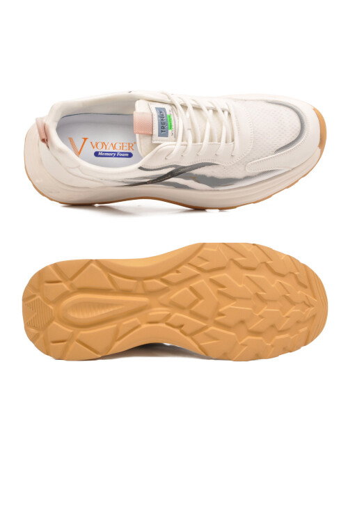 Krem Fileli Memory Foam Erkek Günlük Spor Ayakkabı Hafif Esnek Sneaker E275 M