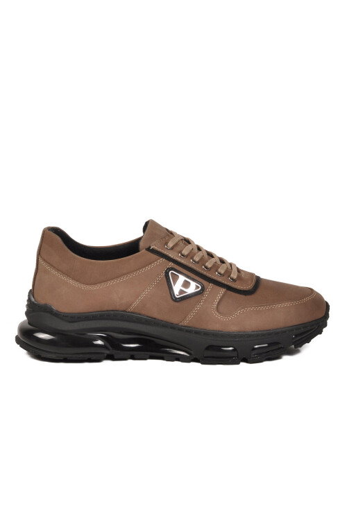 Kum Hakiki Deri Bağcıklı Rahat Tabanlı Erkek Casual Ayakkabı Sneaker 166