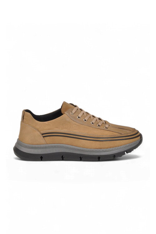 Kum Hakiki Deri Bağcıklı Rahat Tabanlı Erkek Casual Ayakkabı Sneaker 160