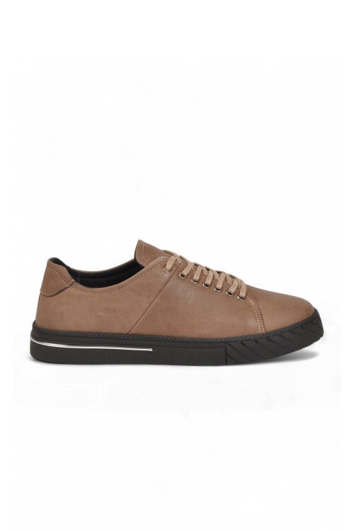 Kum Hakiki Deri Bağcıklı Rahat Tabanlı Erkek Casual Ayakkabı Sneaker 165