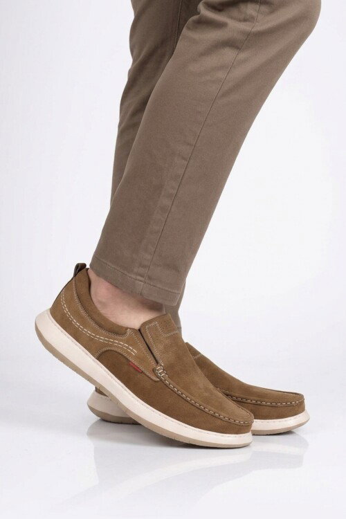 Erkek Kum Nubuk Hakiki Deri Kolay Giyilebilir Hafızalı Rahat Taban Casual Ayakkabı Loafer 6501  M
