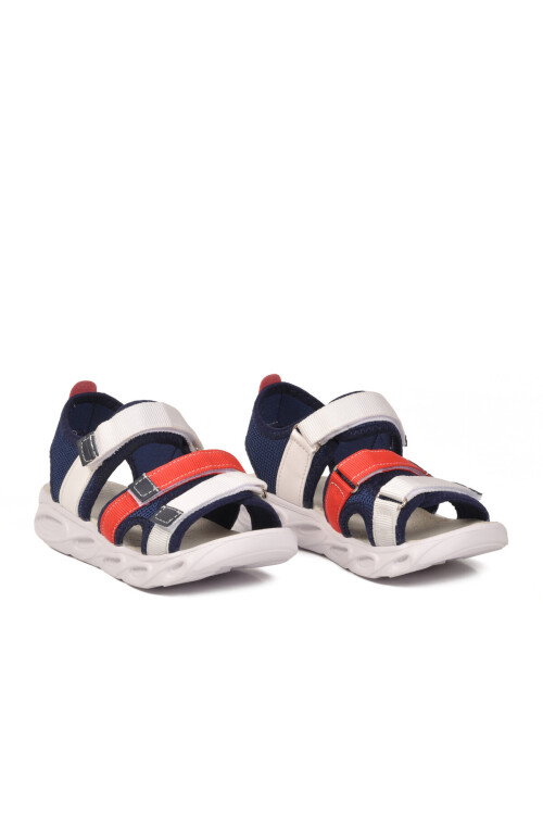 Laci-Beyaz-Kırmızı Cırtlı Ortopedik Erkek Çocuk Sandalet 26A44 F