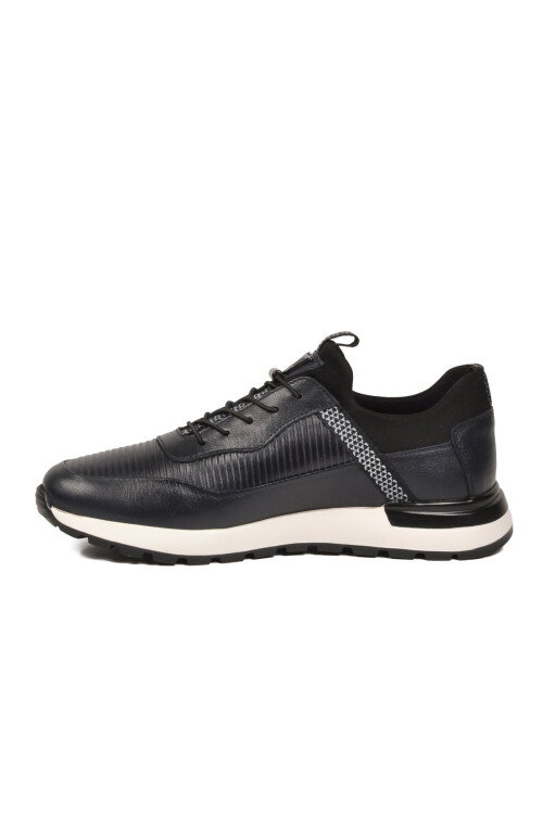 Lacivert Hakiki Deri Erkek Casual Sneaker Memory Taban Premium Casual Ayakkabı M033 M