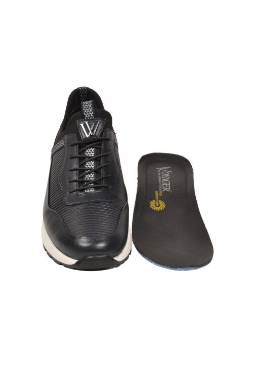 Lacivert Hakiki Deri Erkek Casual Sneaker Memory Taban Premium Casual Ayakkabı M033 M