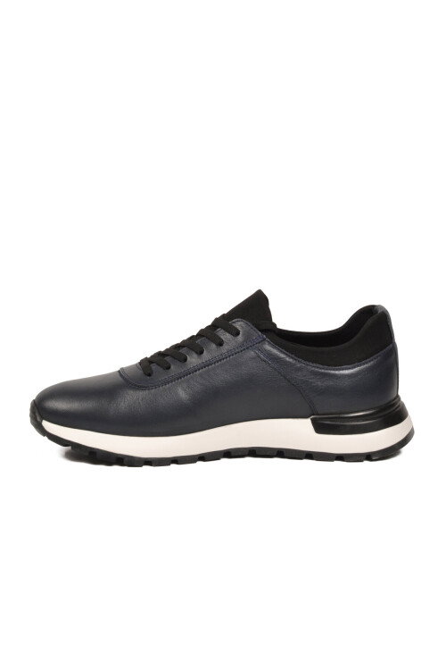 Erkek Lacivert Hakiki Deri Casual Ayakkabı Bağcıklı Rahat Konfor Tabanlı Sneaker M294 M