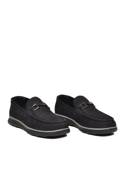 Lacivert Nubuk Hakiki Deri Hafızalı Rahat Tabanlı Şık Erkek Casual Ayakkabı Loafer Sensitive M762 M