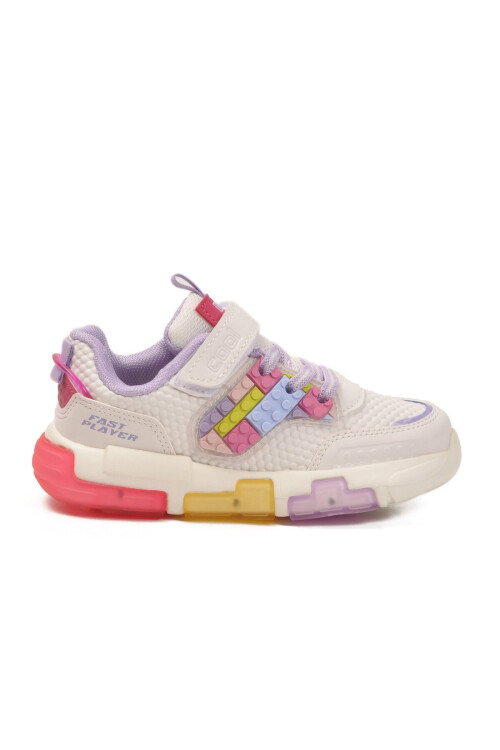 Lila Cırtlı Işıklı Desenli Kız Çocuk Spor Ayakkabı Sneaker Heros P