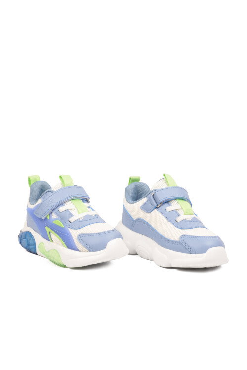 Mavi Fileli Rahat Tabanlı Işıklı Erkek Çocuk Spor Ayakkabı Cırt Cırtlı Sneaker Rory P