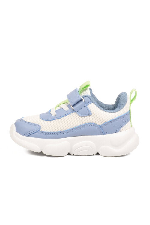 Mavi Fileli Rahat Tabanlı Işıklı Erkek Çocuk Spor Ayakkabı Cırt Cırtlı Sneaker Rory P