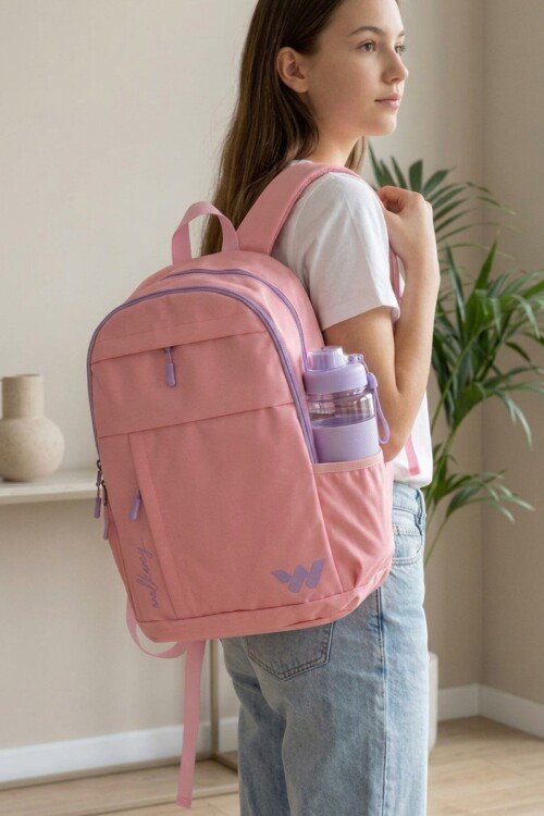 Pembe-Lila Çok Bölmeli Okul Seyahat Laptop Sırt Çantası Combat