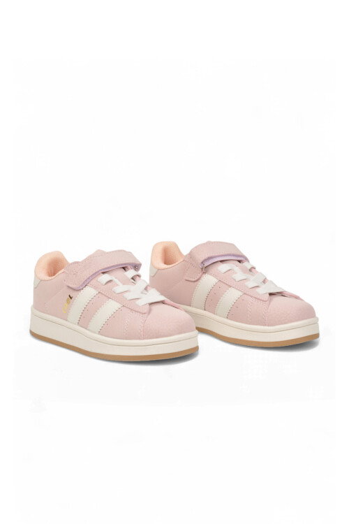 Pudra Cırt Bantlı Unisex Çocuk Yürüyüş ve Spor Ayakkabı Sneaker Coop F
