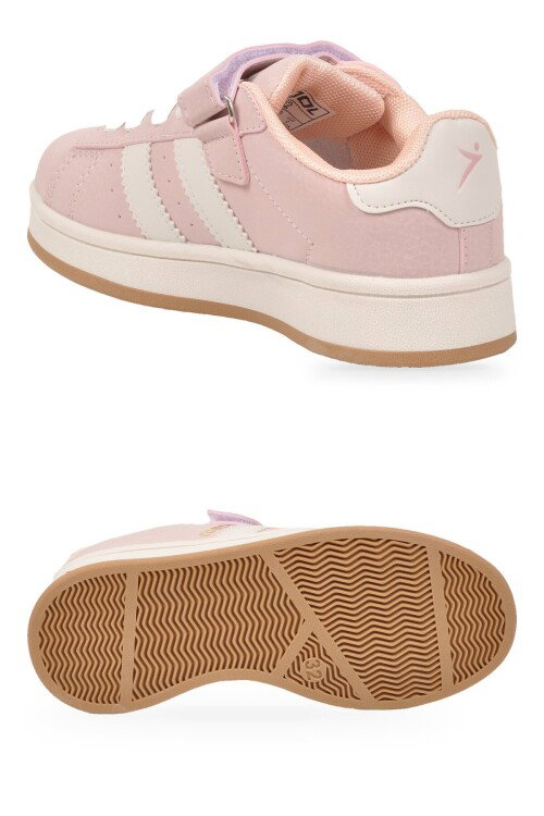 Pudra Cırt Bantlı Unisex Çocuk Yürüyüş ve Spor Ayakkabı Sneaker Coop F