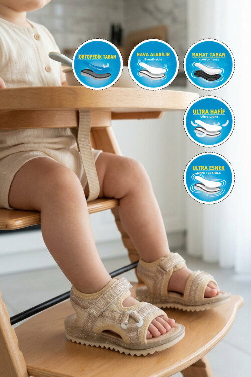 Sedef Cırtlı Ortopedik Bebek Sandalet 25T104 B