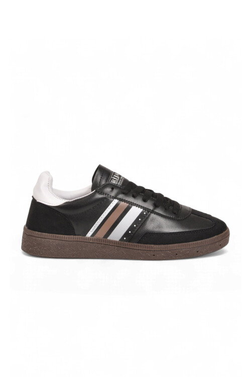 Siyah-Beyaz Bağcıklı Hafif Esnek Rahat Tabanlı Unisex Yürüyüş ve Spor Ayakkabı Sneaker 015 G