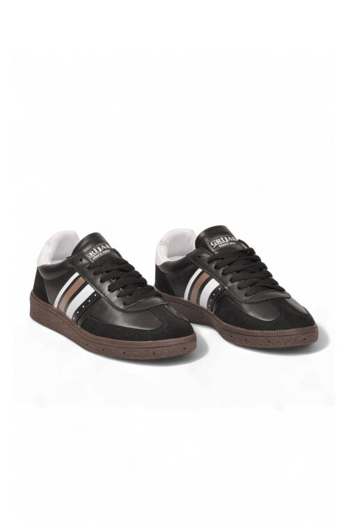 Siyah-Beyaz Bağcıklı Hafif Esnek Rahat Tabanlı Unisex Yürüyüş ve Spor Ayakkabı Sneaker 015 G