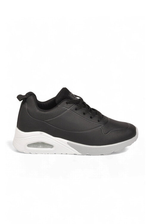 Bağcıklı Siyah-Beyaz Unisex Yürüyüş ve Spor Ayakkabı Sneaker 5101