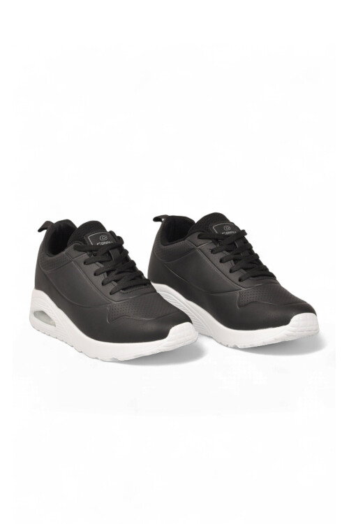 Bağcıklı Siyah-Beyaz Unisex Yürüyüş ve Spor Ayakkabı Sneaker 5101
