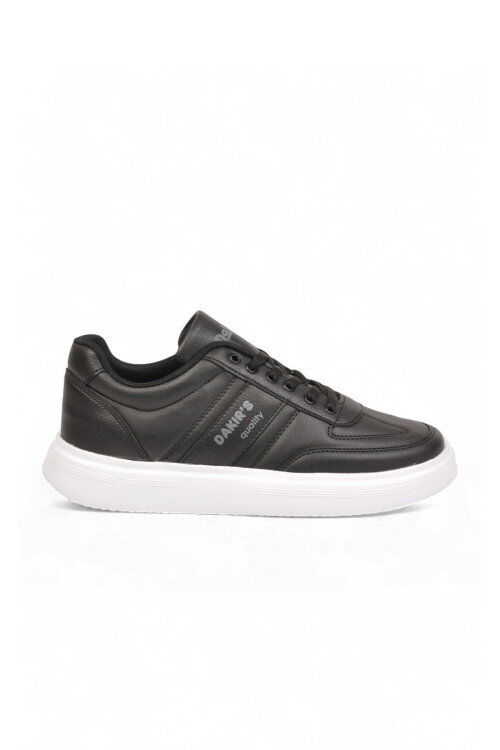 Siyah-Beyaz Bağcıklı Hafif Esnek Rahat Erkek Spor Ayakkabı Sneaker 125 Cilt