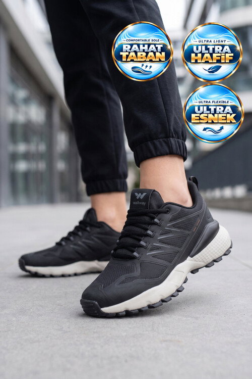 Siyah-Buz Kauçuk Tabanlı Erkek Outdoor Günlük Yürüyüş ve Spor Ayakkabı Upp Sala