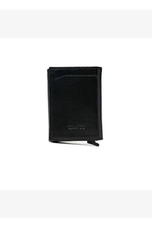 Siyah Hakiki Deri Mekanizmali Erkek Cüzdan/Kartlık 752
