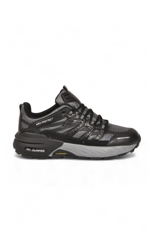 Bağcıklı Kauçuk Taban Ortopedik Siyah-Füme Erkek Yürüyüş ve Spor Ayakkabı Sneaker 2427