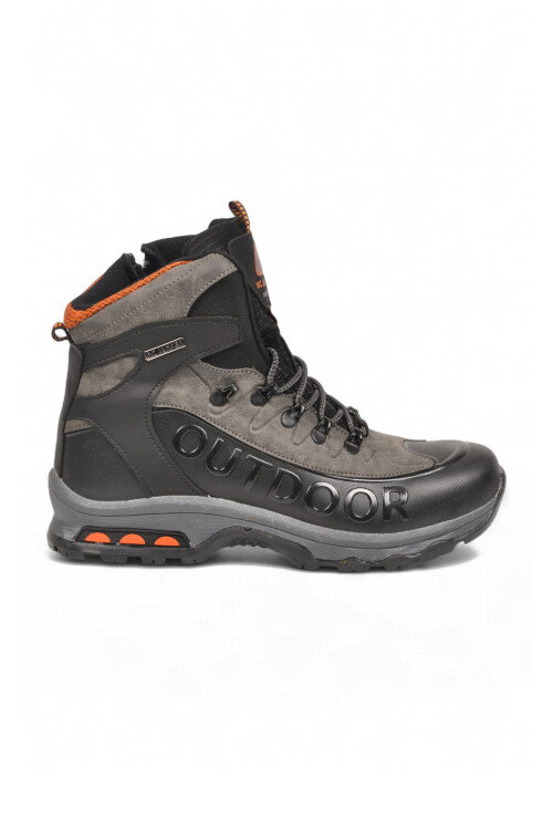 Siyah-Füme Bağcıklı Fermuarlı Kaymaz Tabanlı Erkek Outdoor Trekking Bot 2115 