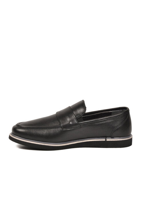 Siyah Hakiki Deri Erkek Klasik Casual Ayakkabı Loafer 5770 M