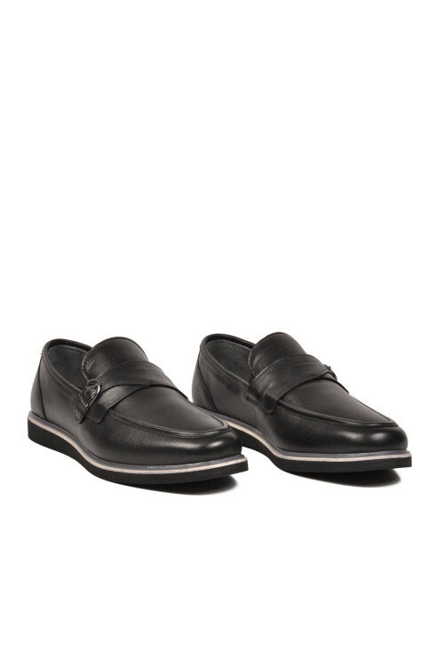 Siyah Hakiki Deri Erkek Klasik Casual Ayakkabı Loafer 5770 M