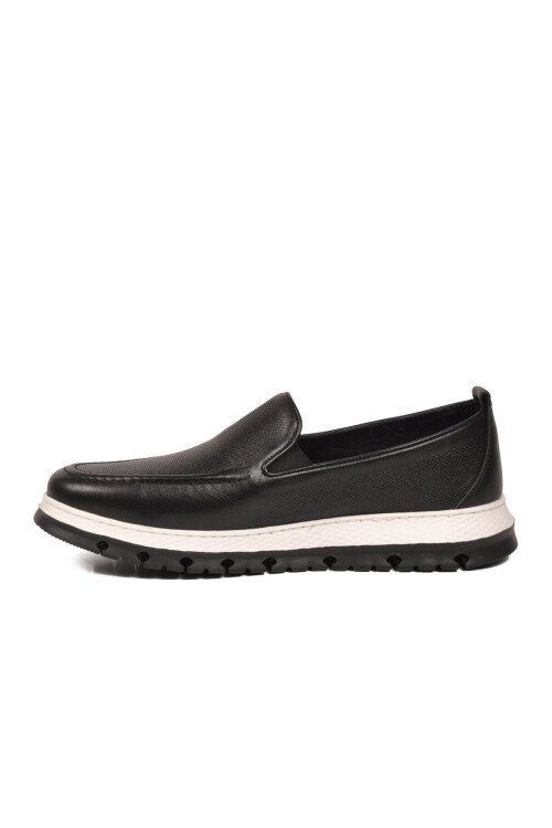 Erkek Siyah Hakiki Deri Rahat Tabanlı Şık Makosen Casual Ayakkabı Loafer 6574 M