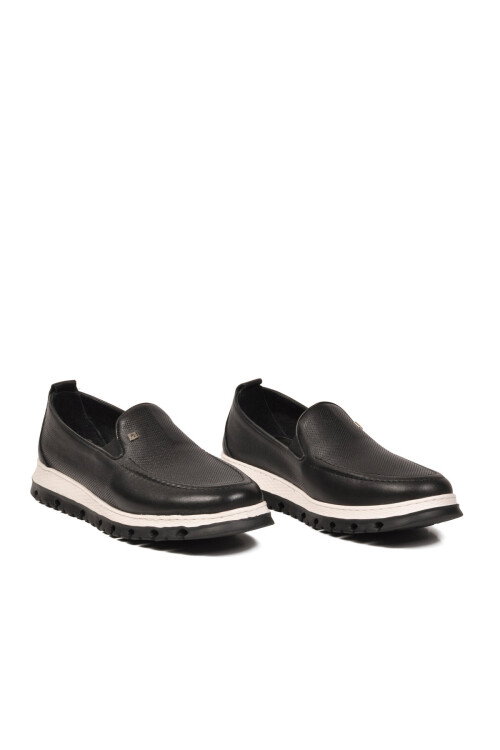 Erkek Siyah Hakiki Deri Rahat Tabanlı Şık Makosen Casual Ayakkabı Loafer 6574 M