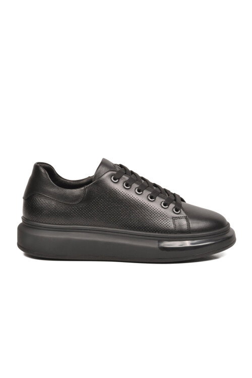 Siyah Memory Foam Hakiki Deri Erkek Spor Ayakkabı Premium Casual Sneaker 6601 M