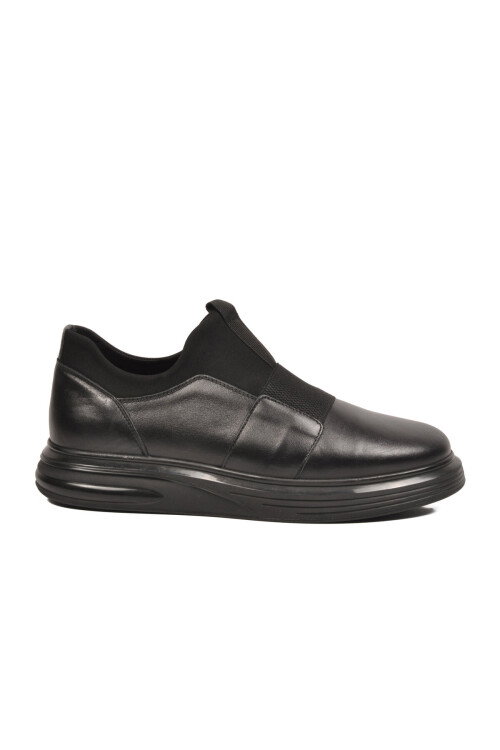 Siyah Hakiki Deri Slip-On Konfor Taban Erkek Casual Ayakkabı Sneaker 6961 M