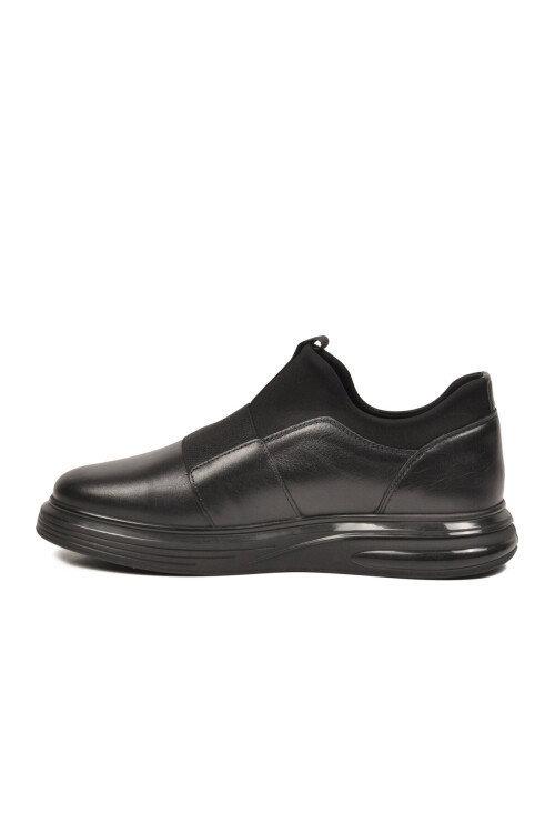 Siyah Hakiki Deri Slip-On Konfor Taban Erkek Casual Ayakkabı Sneaker 6961 M