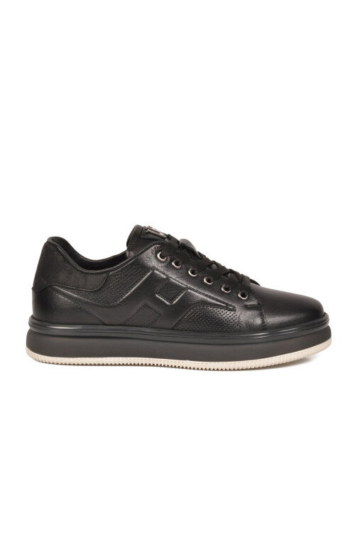 Siyah Hakiki Deri Erkek Casual Sneaker Memory Taban Premium Casual Ayakkabı M030 M