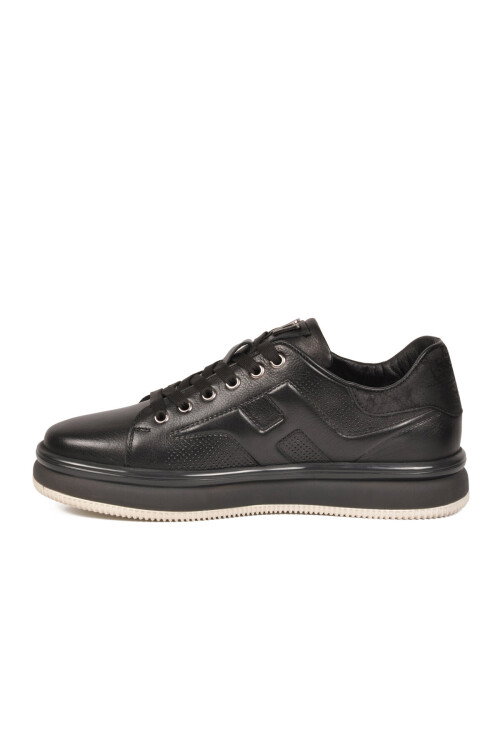 Siyah Hakiki Deri Erkek Casual Sneaker Memory Taban Premium Casual Ayakkabı M030 M