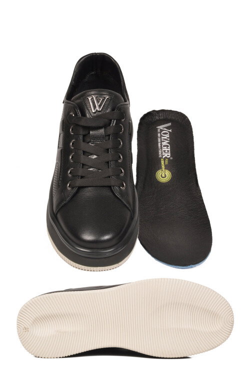 Siyah Hakiki Deri Erkek Casual Sneaker Memory Taban Premium Casual Ayakkabı M030 M